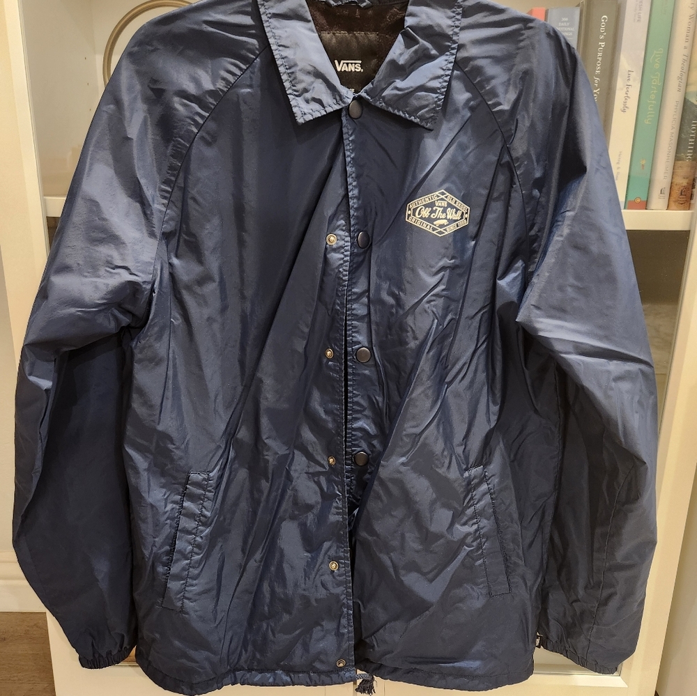 Vans Off The Wall Button Windbreaker Shell Jacket Navy Men’s Size L